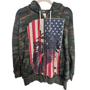 Vintage Y2K Ralph Lauren Denim & Supply Womens Hoodie Jacket Camo Sz L Patriotic